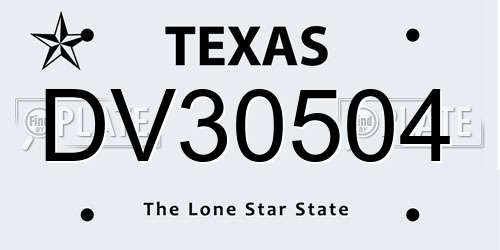 DV30504 Texas License Plate