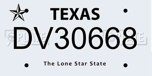 DV30668 Texas License Plate