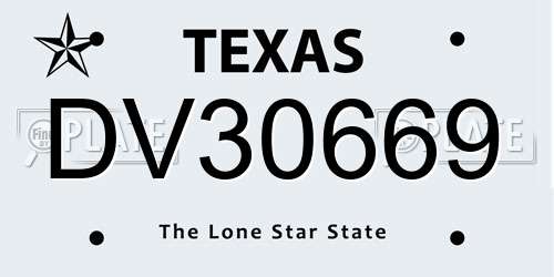 DV30669 Texas License Plate