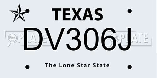 DV306J Texas License Plate
