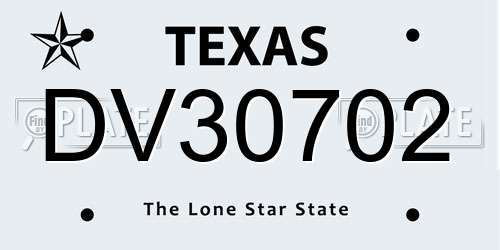 DV30702 Texas License Plate