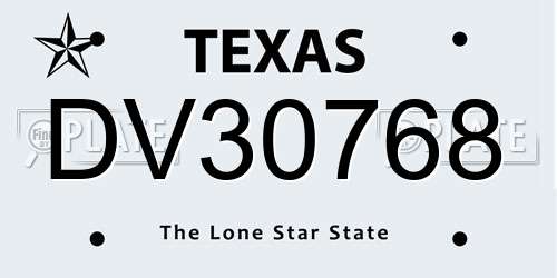 DV30768 Texas License Plate