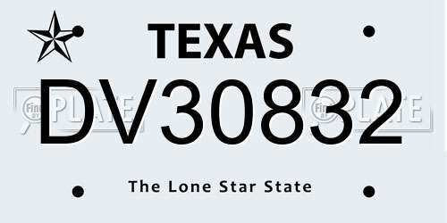 DV30832 Texas License Plate