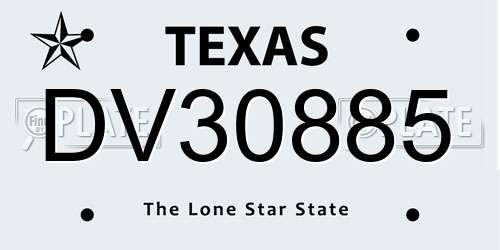DV30885 Texas License Plate