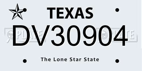 DV30904 Texas License Plate