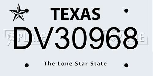 DV30968 Texas License Plate
