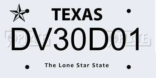 DV30D01 Texas License Plate