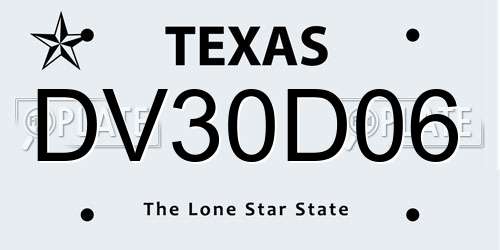DV30D06 Texas License Plate