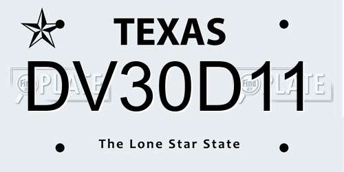DV30D11 Texas License Plate