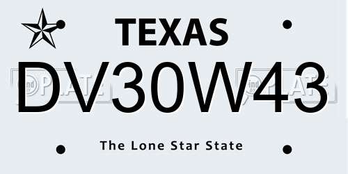 DV30W43 Texas License Plate