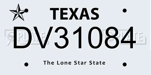 DV31084 Texas License Plate