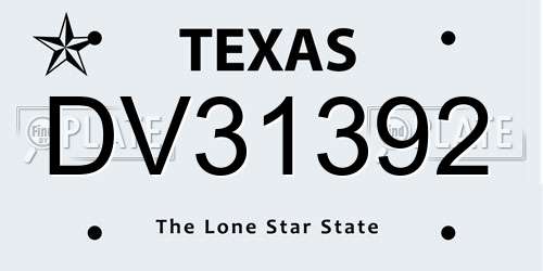 DV31392 Texas License Plate
