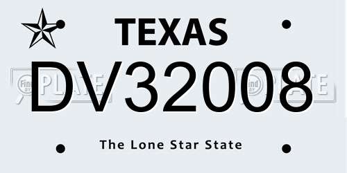 DV32008 Texas License Plate