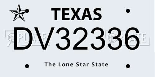 DV32336 Texas License Plate
