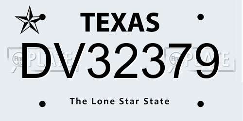 DV32379 Texas License Plate