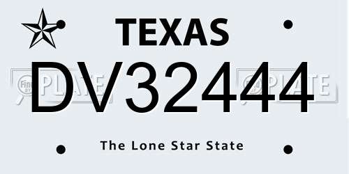 DV32444 Texas License Plate