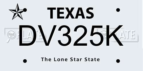 DV325K Texas License Plate