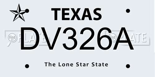 DV326A Texas License Plate