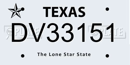 DV33151 Texas License Plate