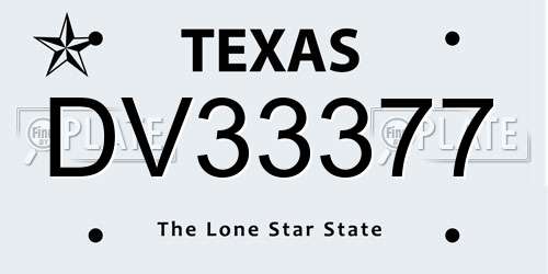 DV33377 Texas License Plate
