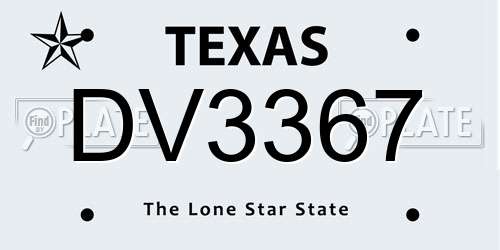 DV3367 Texas License Plate