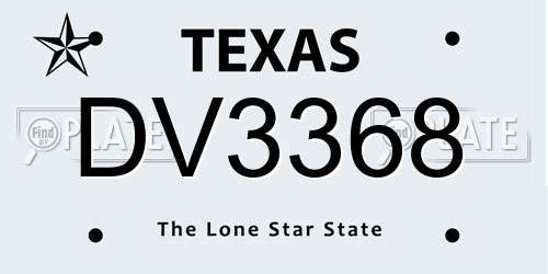 DV3368 Texas License Plate