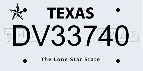 DV33740 Texas License Plate