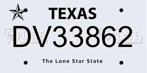 DV33862 Texas License Plate