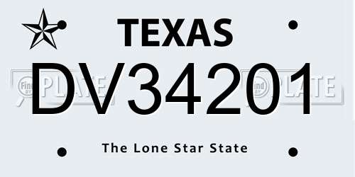DV34201 Texas License Plate