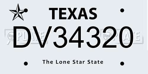 DV34320 Texas License Plate