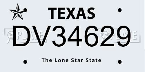 DV34629 Texas License Plate