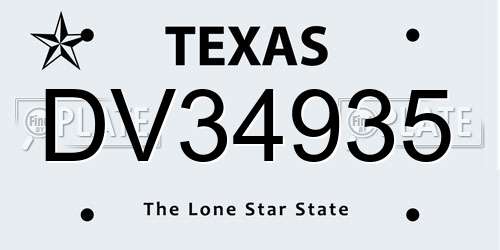 DV34935 Texas License Plate