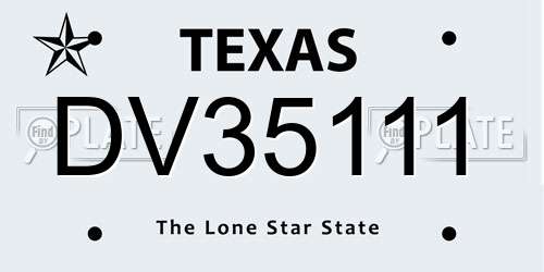 DV35111 Texas License Plate
