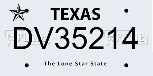 DV35214 Texas License Plate