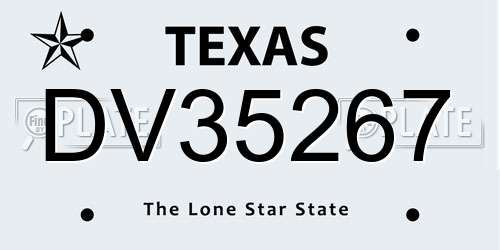DV35267 Texas License Plate