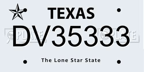 DV35333 Texas License Plate
