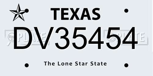 DV35454 Texas License Plate