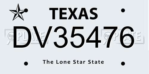 DV35476 Texas License Plate