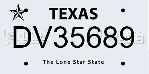 DV35689 Texas License Plate