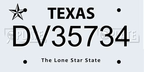DV35734 Texas License Plate
