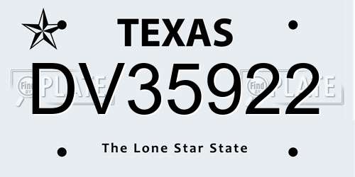 DV35922 Texas License Plate