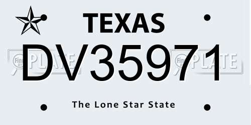 DV35971 Texas License Plate