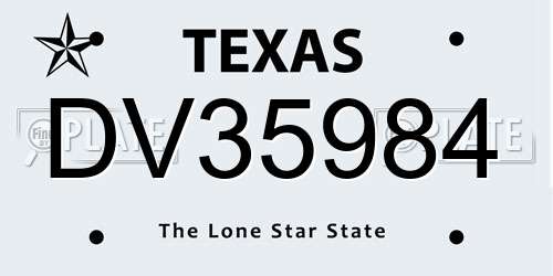DV35984 Texas License Plate