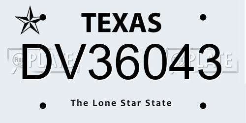DV36043 Texas License Plate