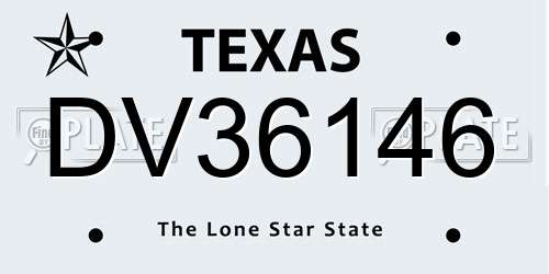 DV36146 Texas License Plate