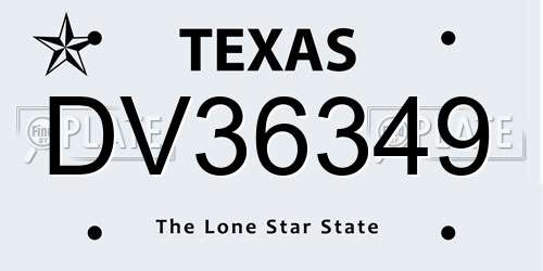 DV36349 Texas License Plate