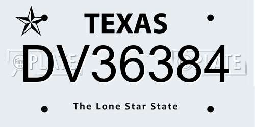 DV36384 Texas License Plate