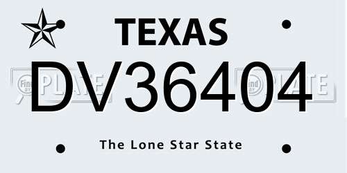 DV36404 Texas License Plate