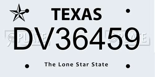 DV36459 Texas License Plate