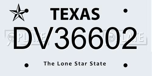 DV36602 Texas License Plate